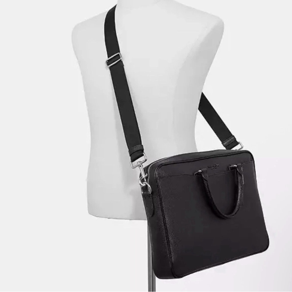 Coach | Beckett Structured Black Calf Leather Briefcase with Strap